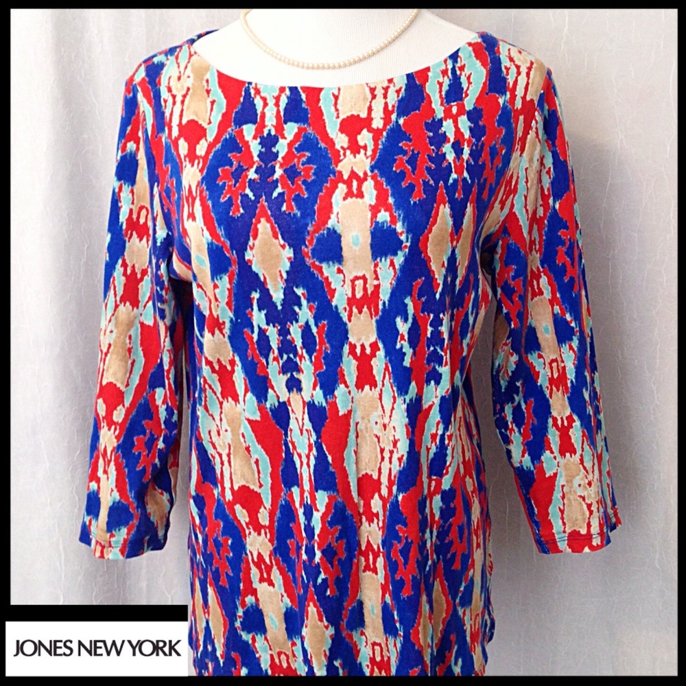 Jones New York Vibrant 3/4 Shirt Sz Large